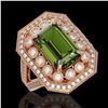 Image 1 : 6.08 ctw Certified Tourmaline & Diamond Victorian Ring 14K Rose Gold