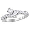 14kt White Gold Round Diamond 2-stone Bridal Wedding Engagement Ring 1.00 Cttw