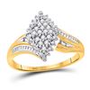 Image 1 : 10kt Yellow Two-tone Gold Round Prong-set Diamond Oval Cluster Ring 1/8 Cttw