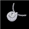 1.1 ctw VS/SI Diamond Solitaire Art Deco Stud Necklace 18K White Gold