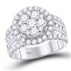 14kt White Gold Round Diamond Cluster Bridal Wedding Engagement Ring 3.00 Cttw