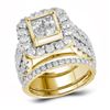 14kt Yellow Gold Princess Diamond 3-Piece Bridal Wedding Engagement Ring Band Set 4.00 Cttw