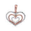 Image 1 : 10kt Rose Gold Round Diamond Triple Nested Heart Pendant 1/10 Cttw