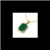 5.50 ctw Emerald & Micro Pave VS/SI Diamond Necklace 18K Yellow Gold