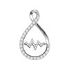 10kt White Gold Round Diamond Heartbeat Moving Twinkle Pendant 1/8 Cttw