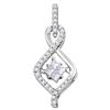 Image 1 : 10kt White Gold Princess Diamond Moving Twinkle Cluster Teardrop Pendant 1/5 Cttw