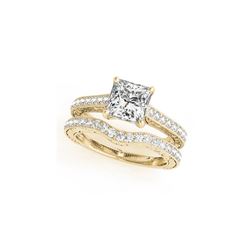 1.15 ctw Certified VS/SI Princess Diamond 2pc Set Ring 14K Yellow Gold