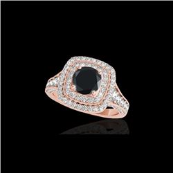 2 ctw Certified VS Black Diamond Solitaire Halo Ring 10K Rose Gold