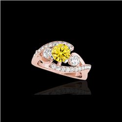 2.26 ctw Certified SI Intense Yellow Diamond Bypass Ring 10K Rose Gold
