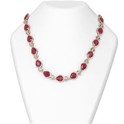 76.53 ctw Ruby & Diamond Necklace 18K Rose Gold