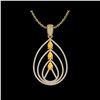 Image 2 : 2 ctw Citrine & Micro Pave VS/SI Diamond Necklace 18K Yellow Gold