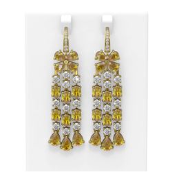 28.46 ctw Canary Citrine & Diamond Earrings 18K Yellow Gold