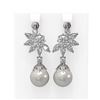 Image 1 : 7.42 ctw Diamond and Pearl Earrings 18K White Gold