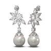 Image 2 : 7.42 ctw Diamond and Pearl Earrings 18K White Gold