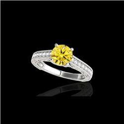 1.32 ctw Certified SI/I Fancy Intense Yellow Diamond Ring 10K White Gold
