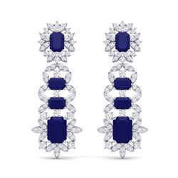 30.25 ctw Sapphire & VS Diamond Earrings 18K White Gold