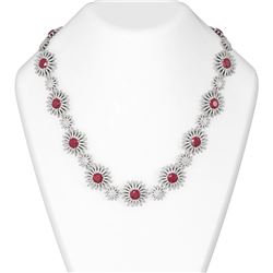 51.18 ctw Ruby & Diamond Necklace 18K White Gold