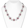 Image 1 : 51.18 ctw Ruby & Diamond Necklace 18K White Gold