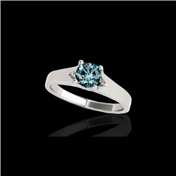 1 ctw SI Certified Fancy Blue Diamond Solitaire Ring 10K White Gold