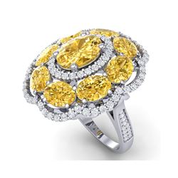 13.71 ctw Canary Citrine & VS Diamond Ring 18K White Gold