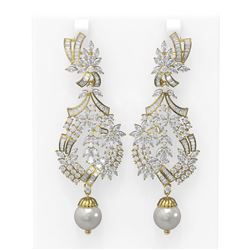 20.56 ctw Diamond and Pearl Earrings 18K Yellow Gold