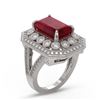 Image 2 : 7.11 ctw Certified Ruby & Diamond Victorian Ring 14K White Gold