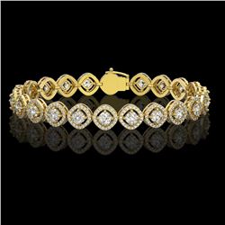 8.44 ctw Cushion Cut Diamond Micro Pave Bracelet 18K Yellow Gold