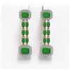 Image 1 : 10.22 ctw Jade & Diamond Earrings 14K Rose Gold