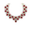 Image 1 : 81 ctw Designer Ruby & VS Diamond Necklace 18K Yellow Gold