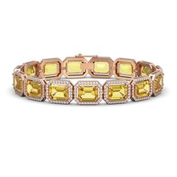 34.91 ctw Fancy Citrine & Diamond Micro Pave Halo Bracelet 10K Rose Gold