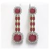 Image 1 : 19.88 ctw Ruby & Diamond Earrings 14K Yellow Gold