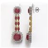 Image 2 : 19.88 ctw Ruby & Diamond Earrings 14K Yellow Gold
