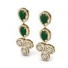 Image 2 : 9.75 ctw Emerald & VS Diamond Earrings 18K Yellow Gold