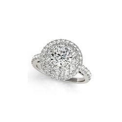 1.5 ctw Certified VS/SI Diamond Halo Ring 18K White Gold