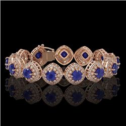 37.35 ctw Sapphire & Diamond Victorian Bracelet 14K Rose Gold