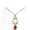 Image 1 : 13.6 ctw Ruby & Diamond Necklace 18K Yellow Gold