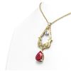 Image 2 : 13.6 ctw Ruby & Diamond Necklace 18K Yellow Gold