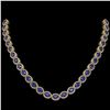 34.11 ctw Sapphire & Diamond Micro Pave Halo Necklace 10K Yellow Gold