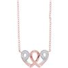 Image 1 : 10k Rose Gold Diamond Interwoven Heart Infinity Love Pendant Necklace 1/20 Cttw