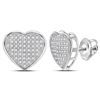 Image 1 : 10kt White Gold Round Diamond Heart Cluster Stud Earrings 1/3 Cttw
