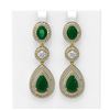 Image 1 : 15.82 ctw Emerald & Diamond Earrings 18K Yellow Gold