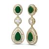 Image 2 : 15.82 ctw Emerald & Diamond Earrings 18K Yellow Gold