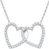 Image 1 : 10kt White Gold Round Diamond Double Linked Heart Pendant 1/6 Cttw
