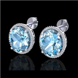 25 ctw Sky Blue Topaz & Micro VS/SI Diamond Earrings 18K White Gold