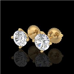 2 ctw VS/SI Diamond Solitaire Art Deco Stud Earrings 18K Yellow Gold