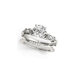 1.21 ctw Certified VS/SI Diamond 2pc Wedding Set Antique 14K White Gold