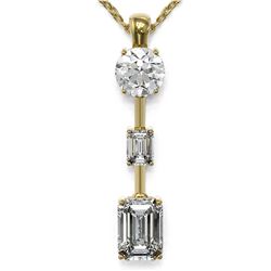 1.75 ctw Emerald Cut Diamond Designer Necklace 18K Yellow Gold