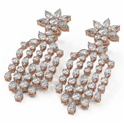 14 ctw Mixed Cut Diamond Designer Earrings 18K Rose Gold