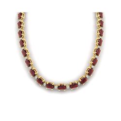 46.5 ctw Garnet & VS/SI Certified Diamond Eternity Necklace 10K Yellow Gold