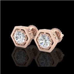 1.07 ctw VS/SI Diamond Solitaire Art Deco Stud Earrings 18K Rose Gold